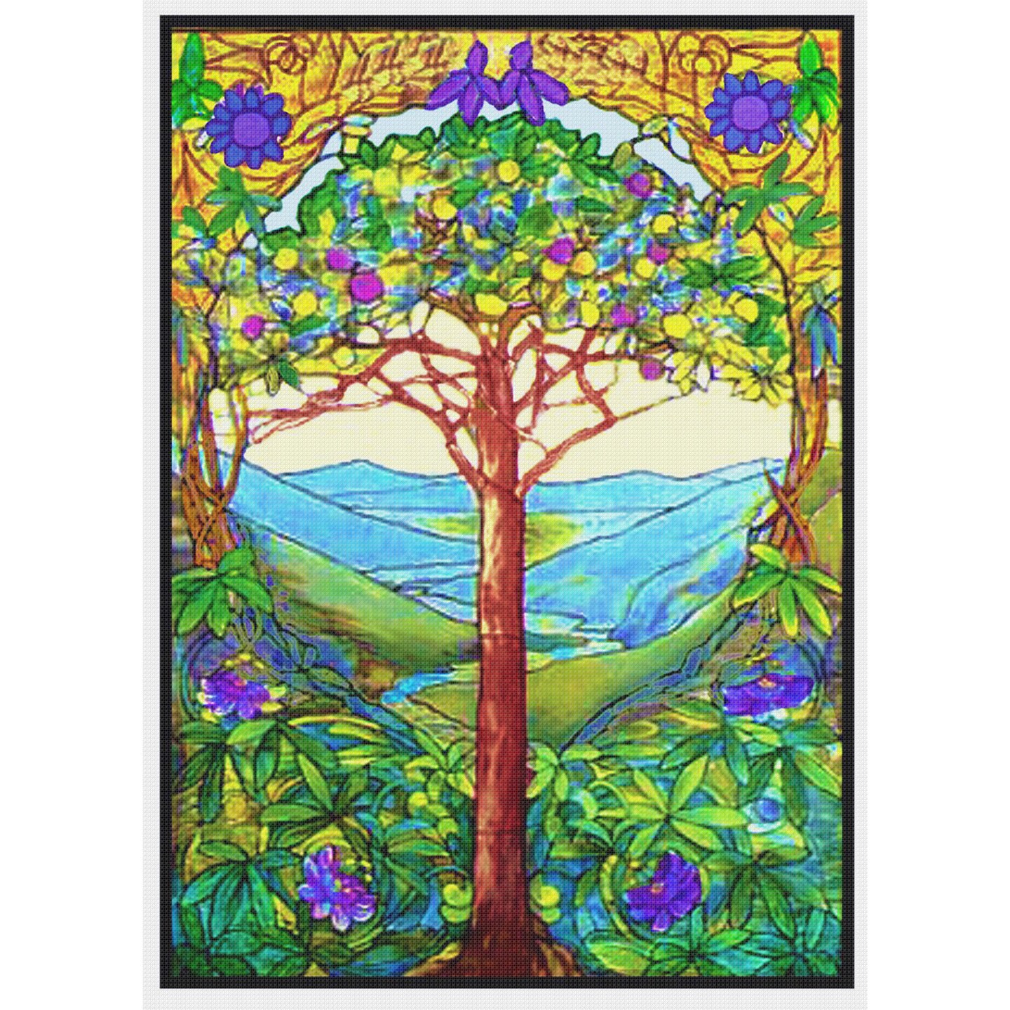 The Tree of Life inspired by Louis Comfort Tiffany Counted Cross Stitch Pattern