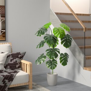 Artificial Monstera Plant with Pot, Artificial Plants for Home Decor Indoor, Faux Plants, Fake Plant Decor, Large Fake Plant, Artificial Plants Indoor, Tall Plants for Living Room Decor - 4 Feet