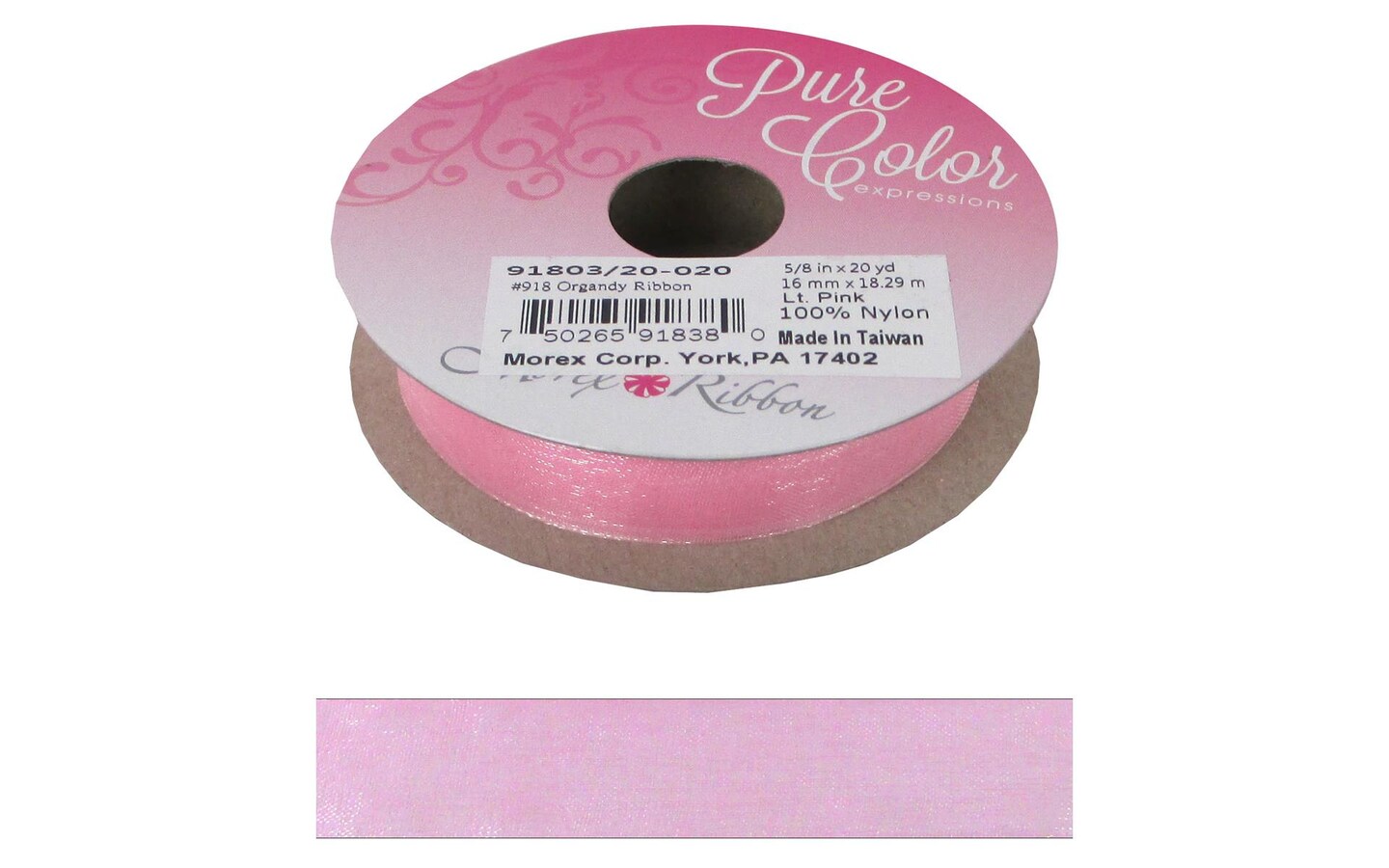 5/8in Nylon Sheer Ribbon, 100 yards, Assorted Colors