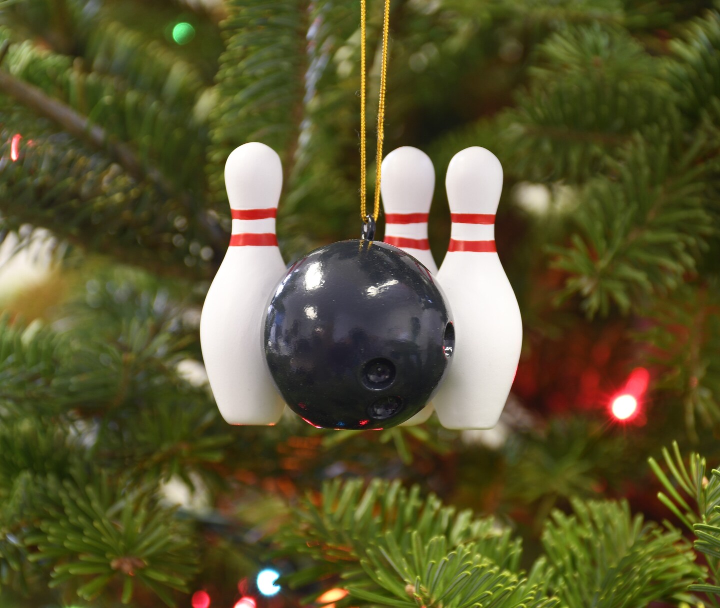 Bowling Ball and Pins Christmas Ornaments