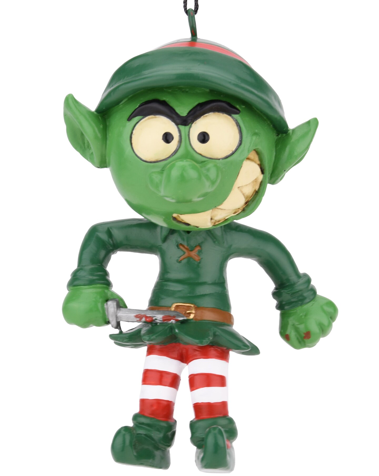Evil Elf with Bloody Knife Halloween - Christmas Ornament