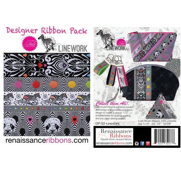 Tula Pink Designer Ribbon Pack by Renaissance Ribbons - Linework