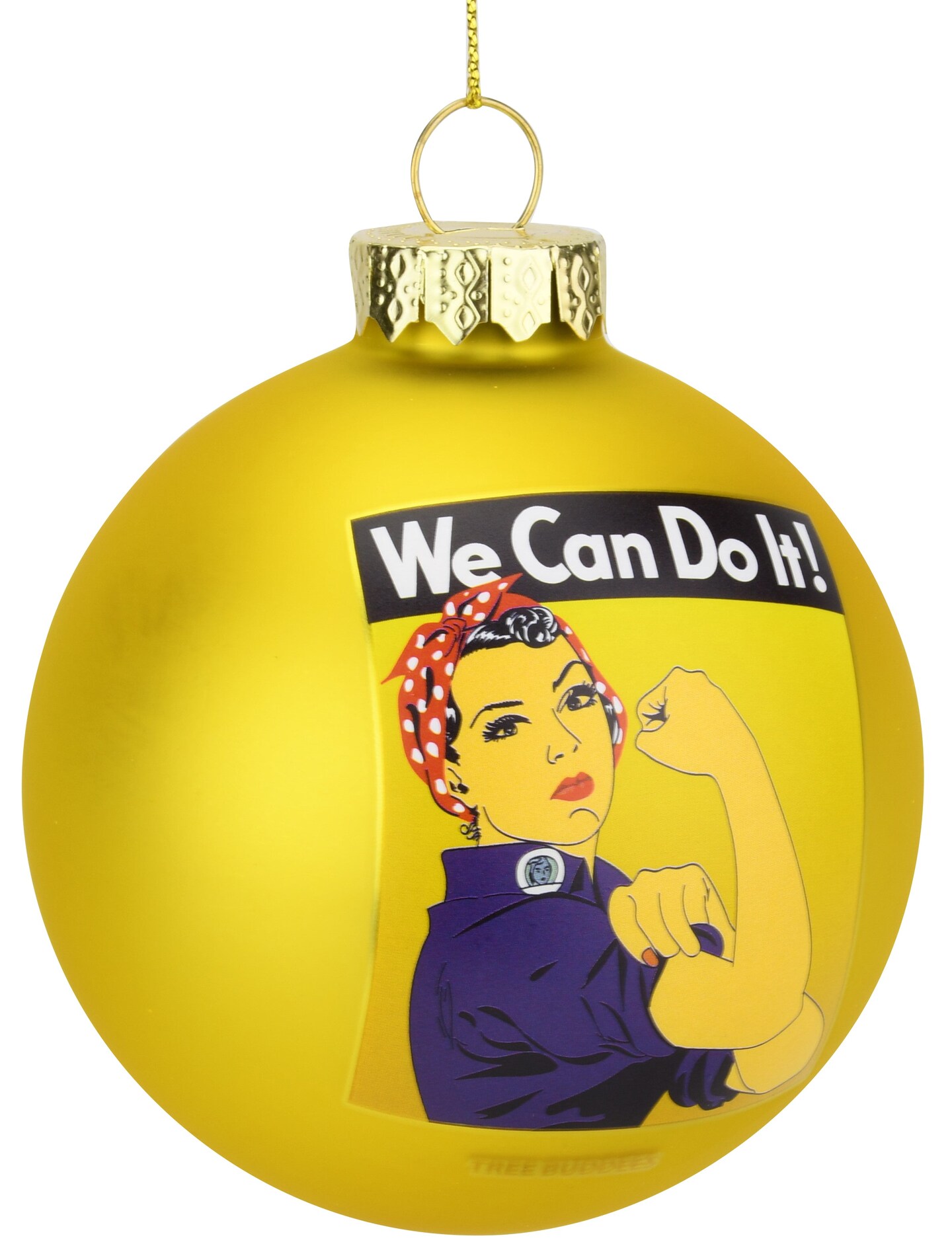 Rosie The Riveter - We Can Do It Glass Christmas Ornament