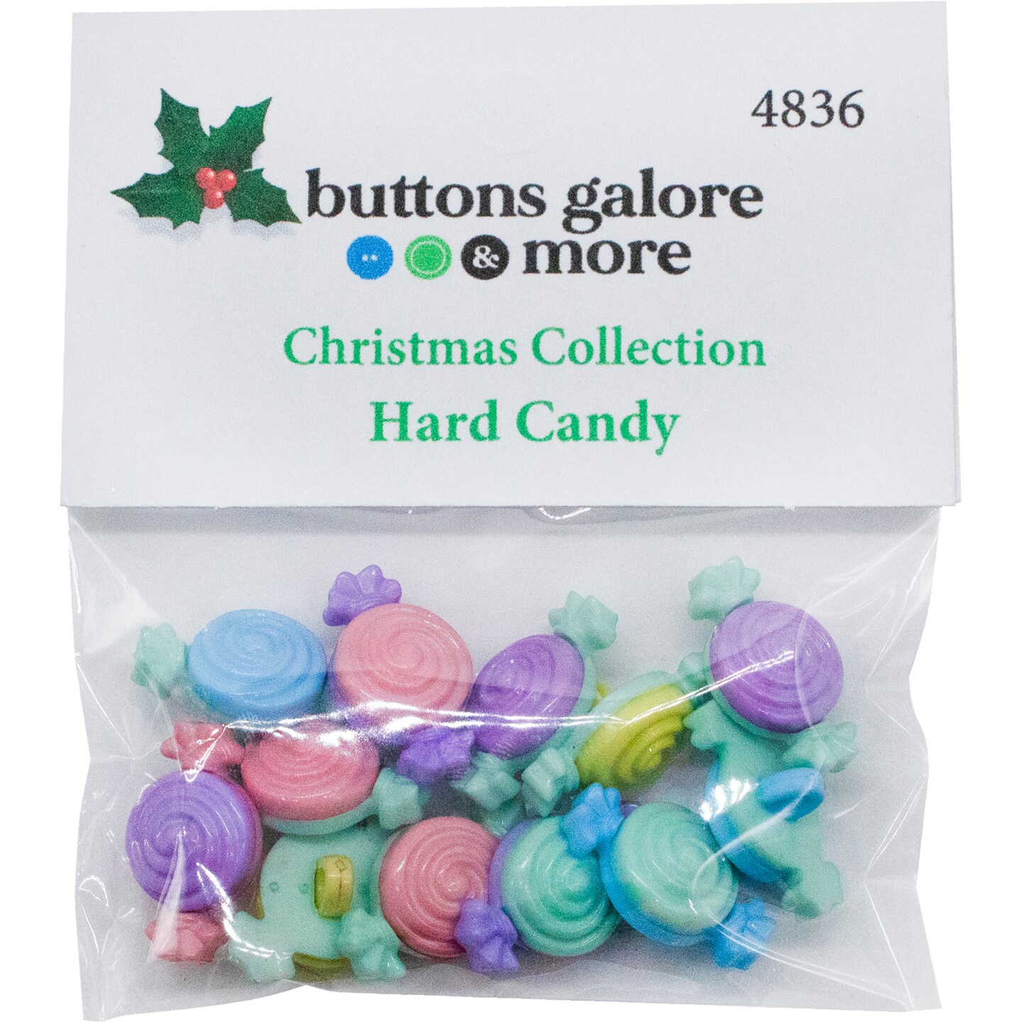 Buttons Galore Hard Candy Christmas Buttons for Sewing Crafts Scrapbooking DIY Projects. 36 Buttons - 3 Packs