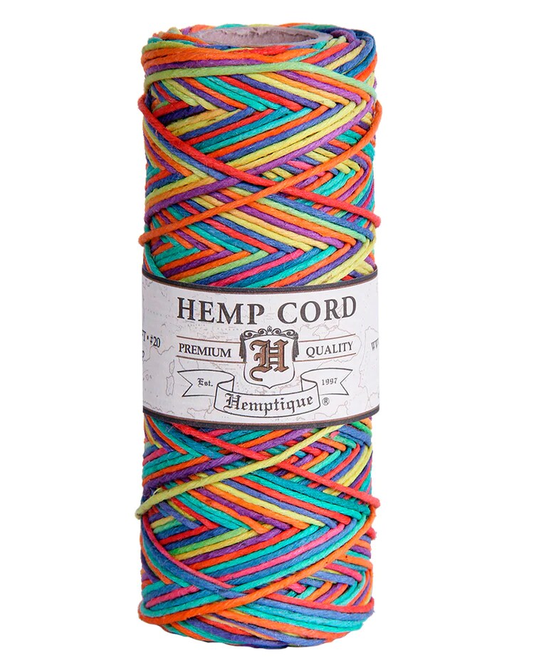 Hemptique 1mm #20 Variegated Hemp Cord Spools Eco Friendly Sustainable Naturally Grown Jewelry Bracelet Making Paper Crafting Scrapbooking Bookbinding Mixed Media Crocheting Macrame Seasonal Holiday Gift Wrapping Outdoor Gardening