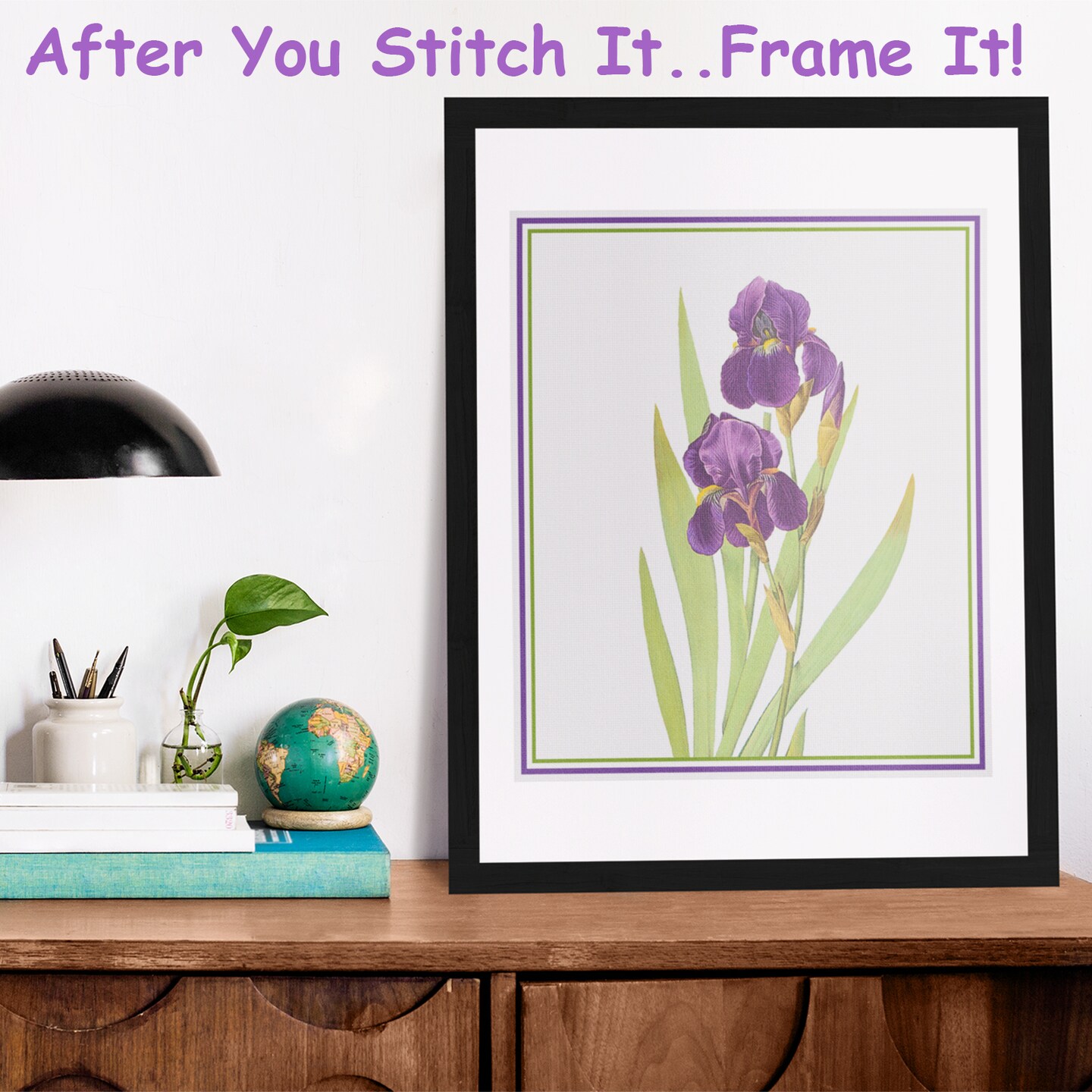 Bearded Iris Flower Inspired by Pierre-Joseph Redoute Counted Cross Stitch Pattern