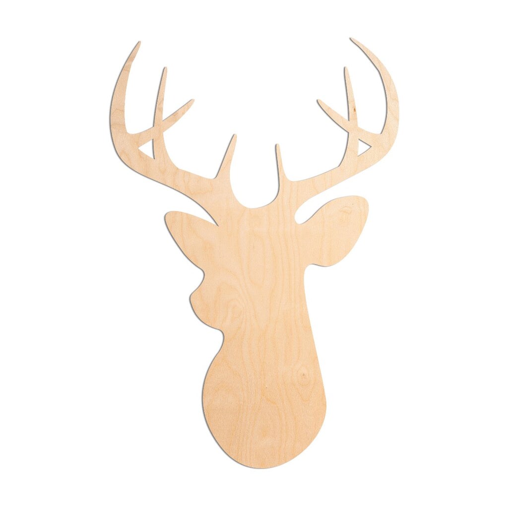 20 in. Unfinished Wooden Deer Head Shape