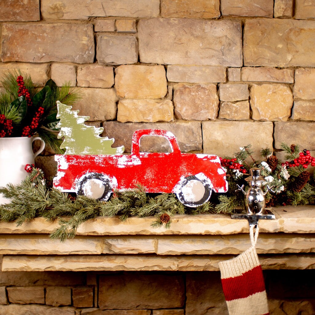 23 in. Unfinished Wooden Vintage Tree Truck