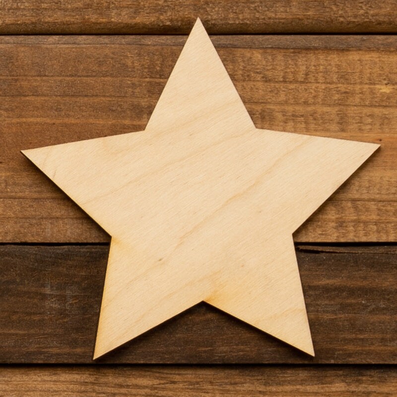 6 in. Unfinished Laser Cut Wooden Star
