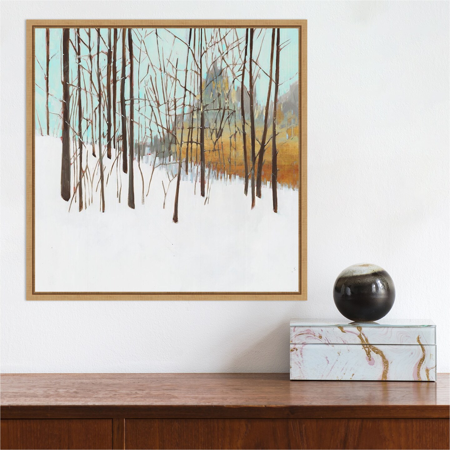 Winters Day I (Trees) by Susan Wilde 16-in. W x 16-in. H. Canvas Wall Art Print Framed in Natural