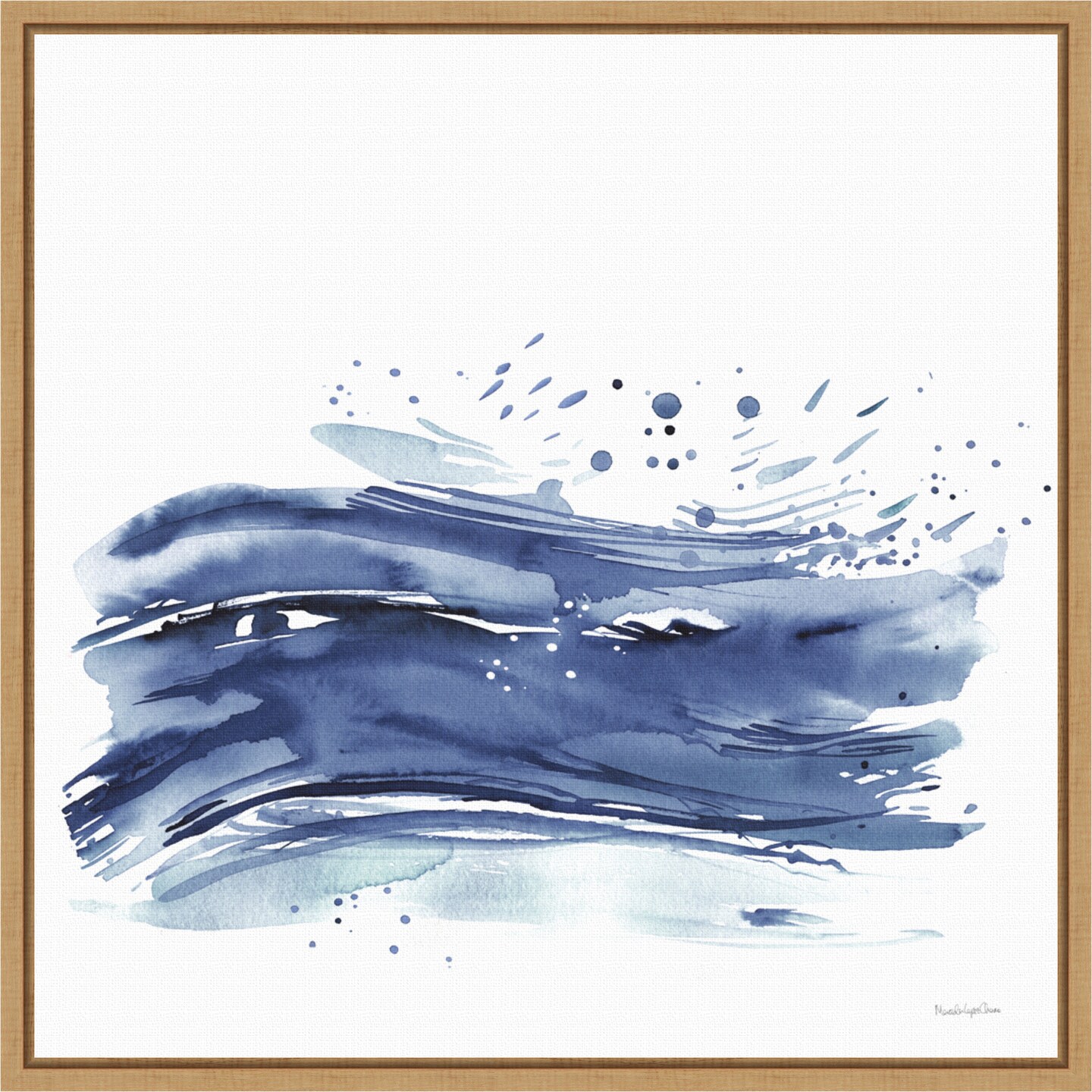 Coastal Splash Waves II by Mercedes Lopez Charro 16-in. W x 16-in. H. Canvas Wall Art Print Framed in Natural