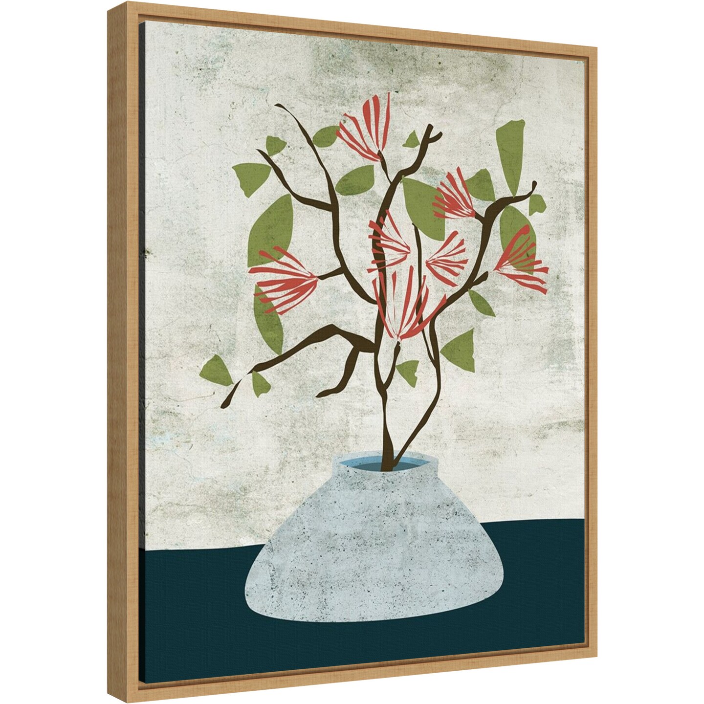 Zen Branch I by Melissa W 16-in. W x 20-in. H. Canvas Wall Art Print Framed in Natural