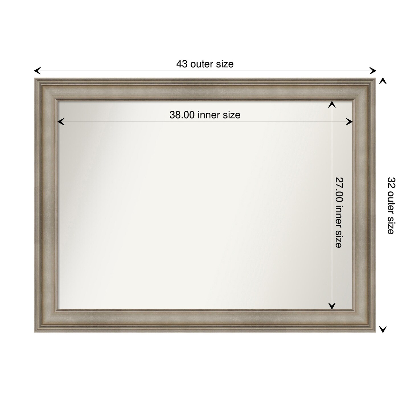 Amanti Art Non-Beveled Wood Wall Mirror, Mezzanine Antique Silver ...