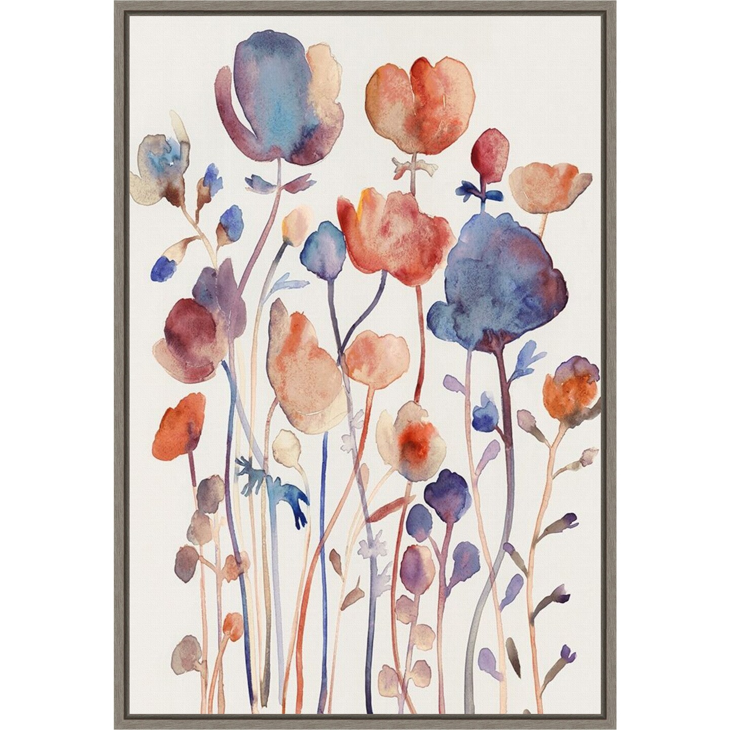 Wild Flowers II by Maya Woods 16-in. W x 23-in. H. Canvas Wall Art Print Framed in Grey