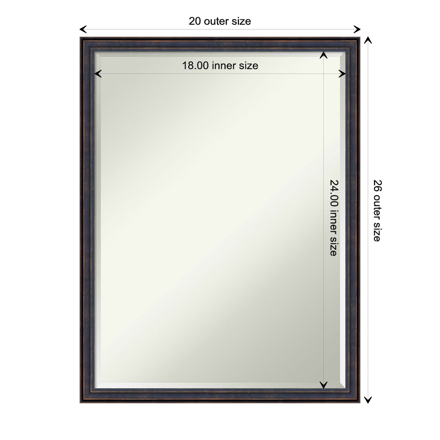 Petite Bevel Wood Wall Mirror, Dark Bronze Scoop Frame