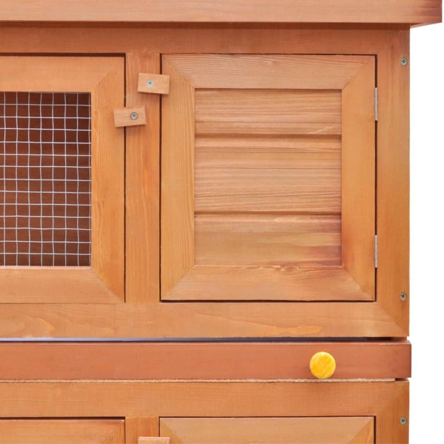 Outdoor Rabbit Hutch Small Animal House Pet Cage 4 Doors Wood Accent