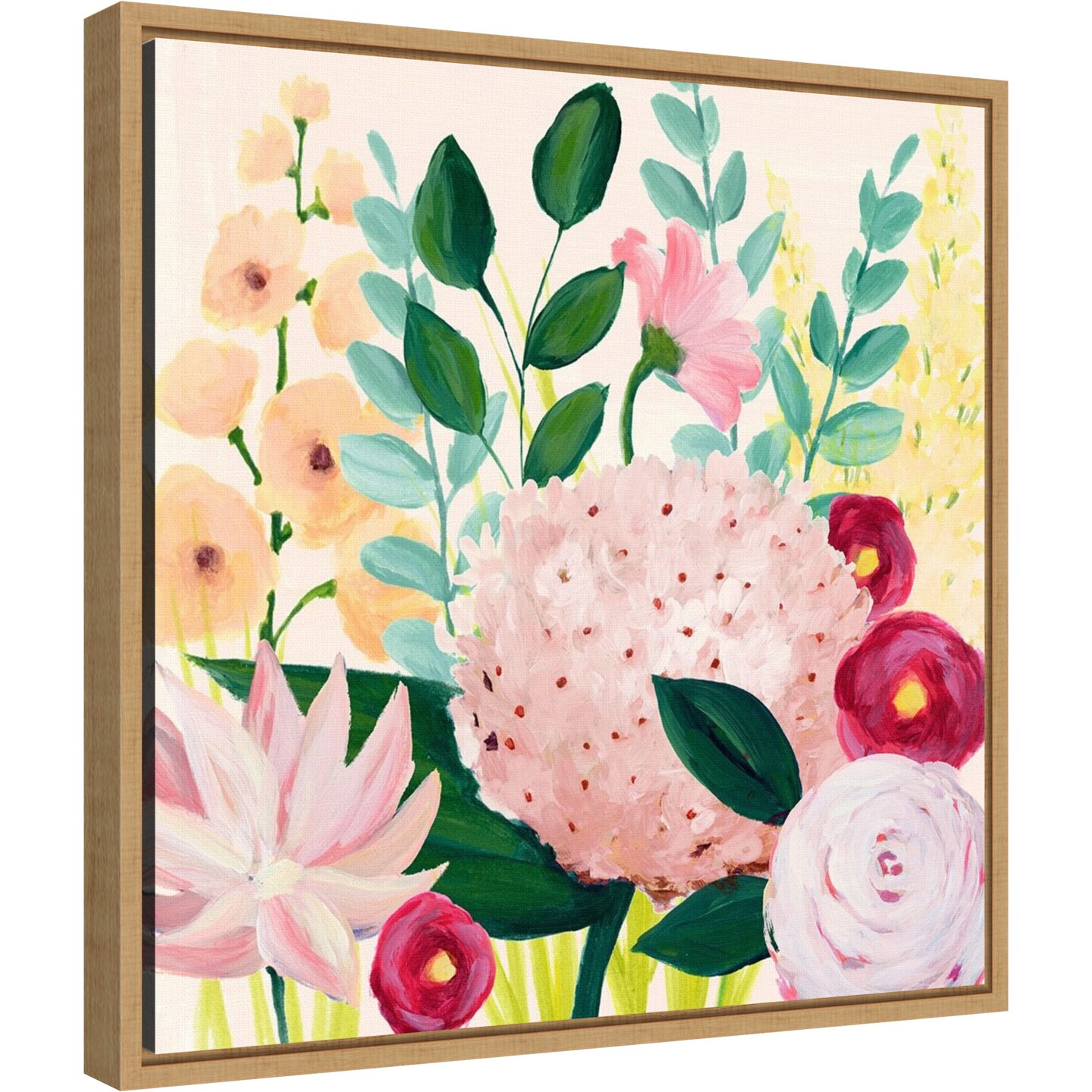 Mothers Day Blooms I by Grace Popp 16-in. W x 16-in. H. Canvas Wall Art Print Framed in Natural