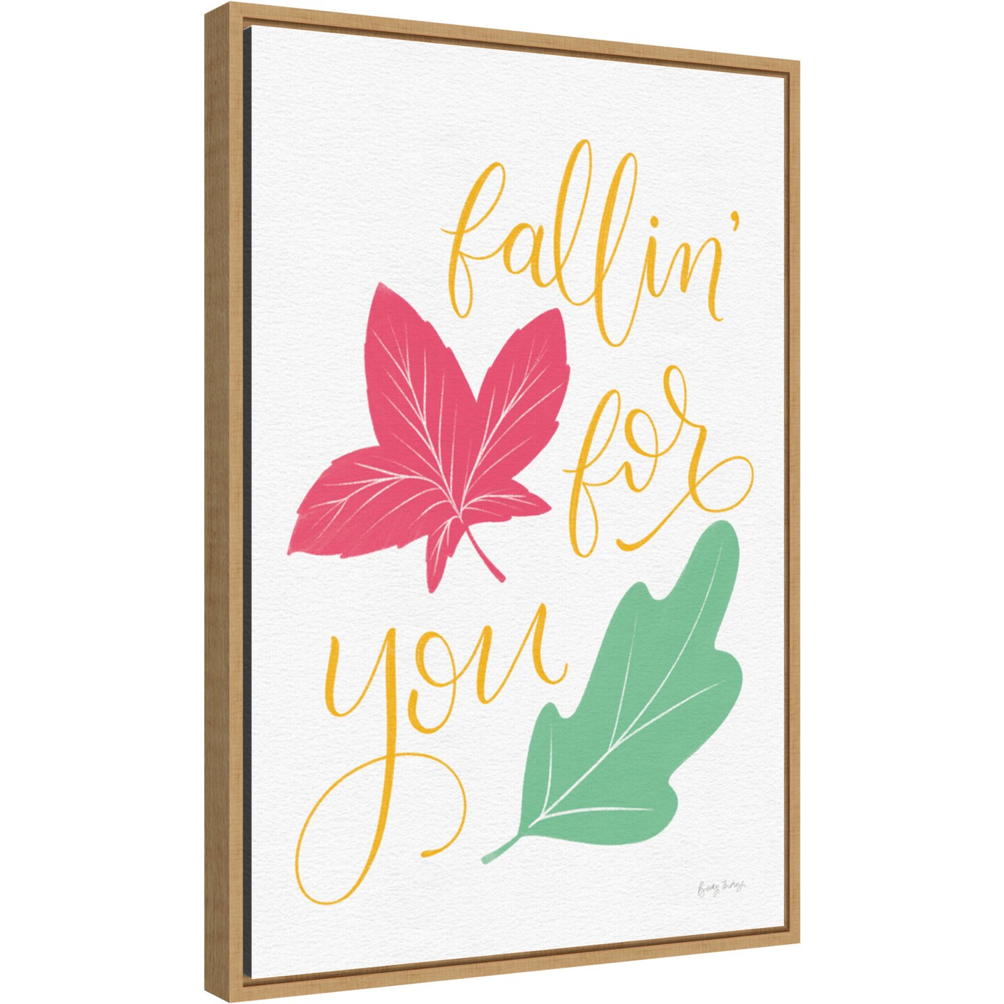 Fallin For You by Becky Thorns 16-in. W x 23-in. H. Canvas Wall Art Print Framed in Natural