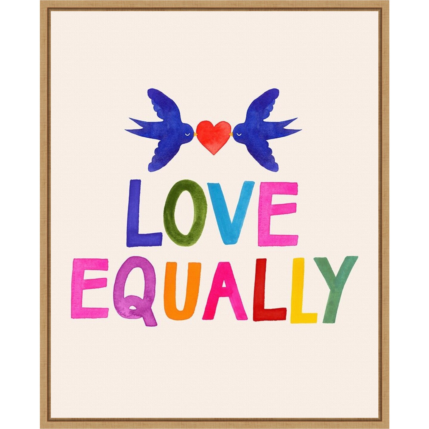 Love Loudly II by Victoria Barnes 16-in. W x 20-in. H. Canvas Wall Art Print Framed in Natural