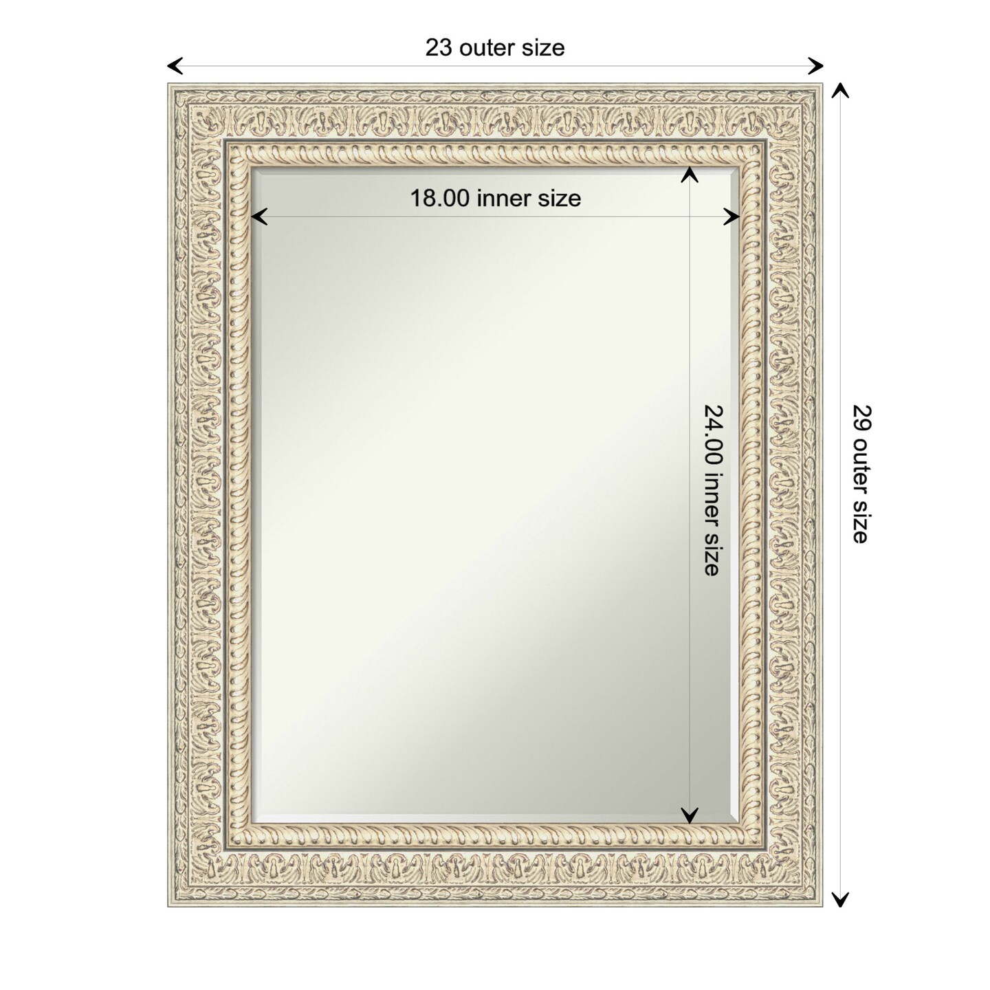 Petite Bevel Wood Wall Mirror, Fair Baroque Cream Frame
