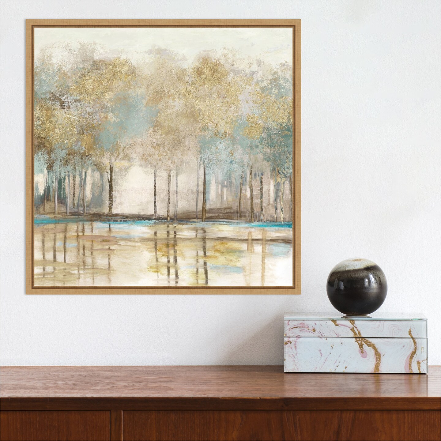 Woodlot I (Trees) by Allison Pearce 16-in. W x 16-in. H. Canvas Wall Art Print Framed in Natural