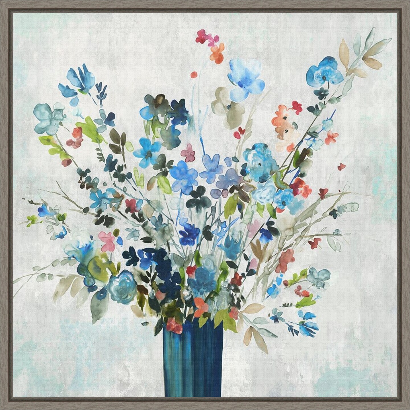 Enlightenment (Flower Vase) by Asia Jensen 16-in. W x 16-in. H. Canvas Wall Art Print Framed in Grey