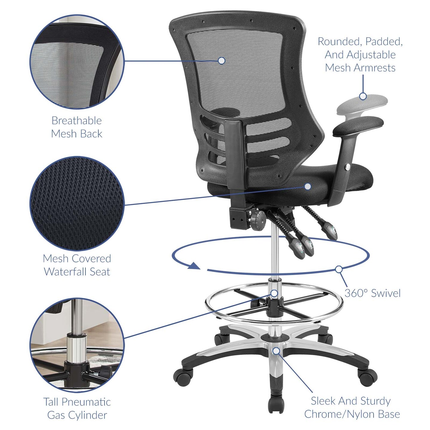 Calibrate Mesh Drafting Chair Black Accent Chairs Michaels