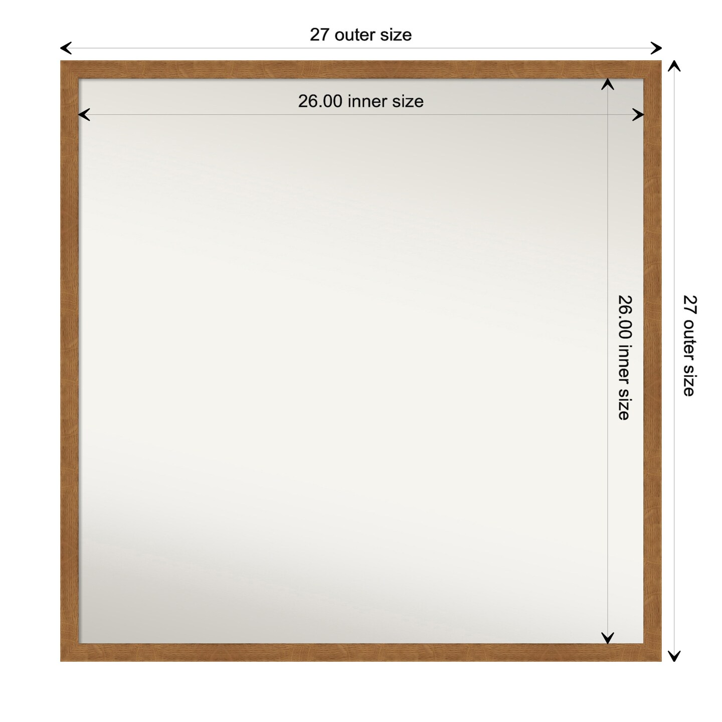 Amanti Art Non-Beveled Wood Wall Mirror, Carlisle Blonde Narrow Frame