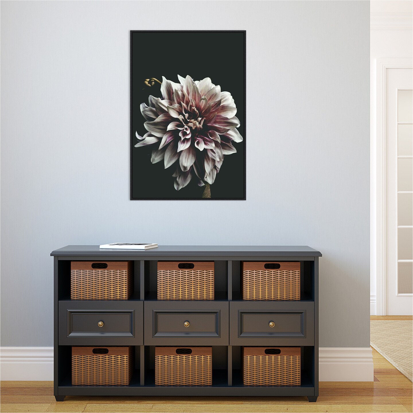 Dazed Dahlia by Beatrice Kiss 23-in. W x 33-in. H. Canvas Wall Art Print Framed in Black