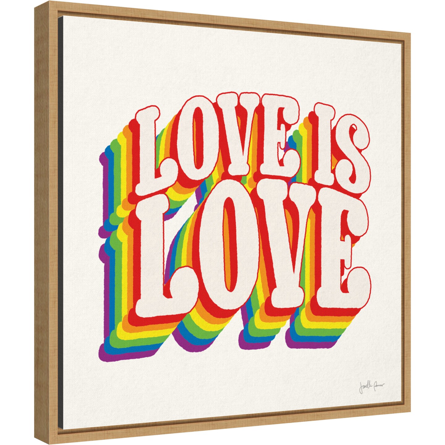 Love is Love I by Janelle Penner 16-in. W x 16-in. H. Canvas Wall Art Print Framed in Natural