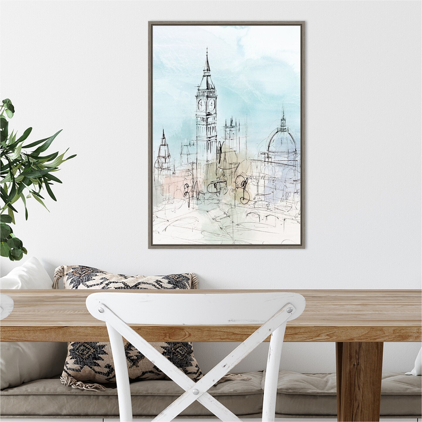 New York City I by Isabelle Z 16-in. W x 23-in. H. Canvas Wall Art Print Framed in Grey