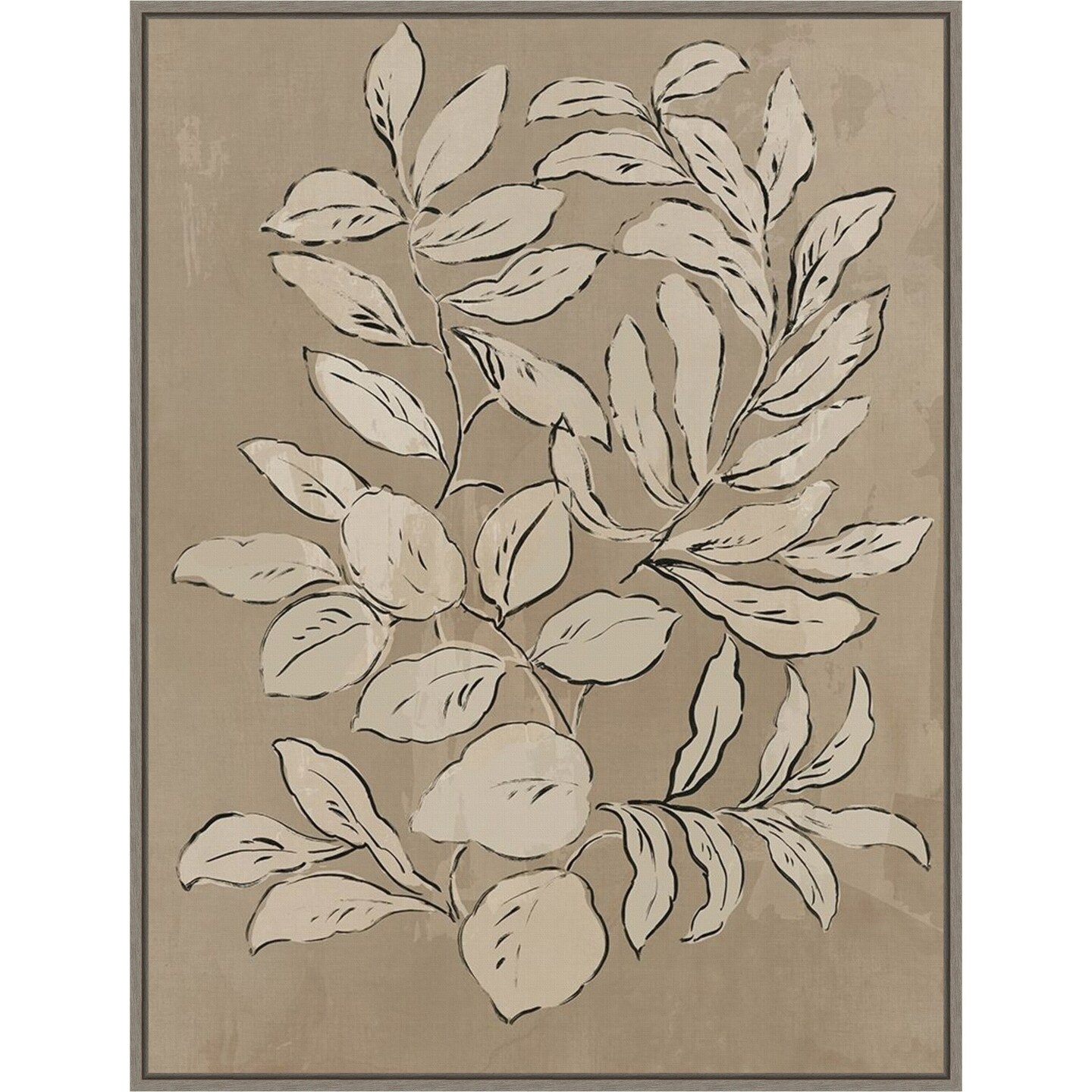 Leaves Sketches II by Asia Jensen 23-in. W x 30-in. H. Canvas Wall Art Print Framed in Grey
