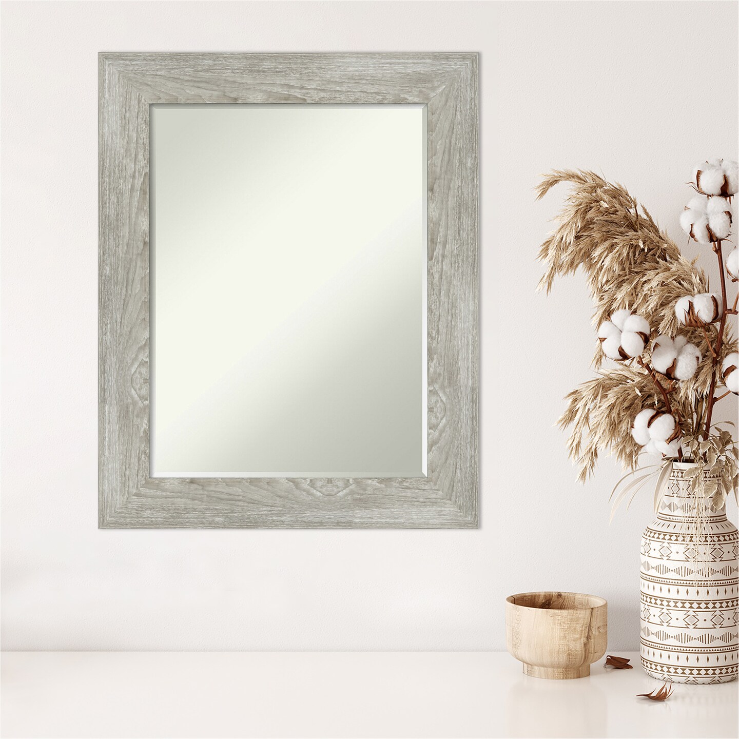 Petite Bevel Wall Mirror, Dove Greywash Frame
