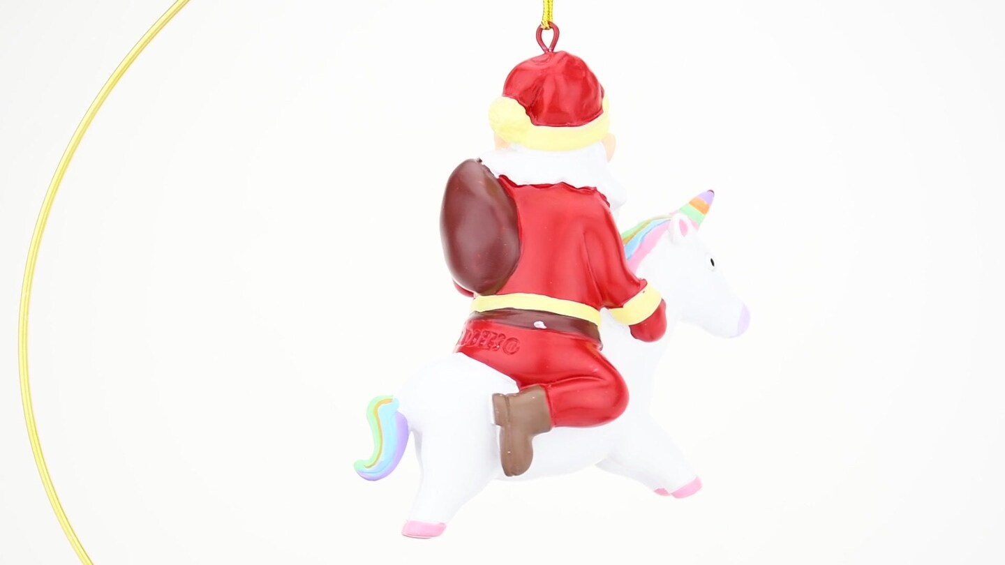 Santa Riding A Unicorn Christmas Ornament