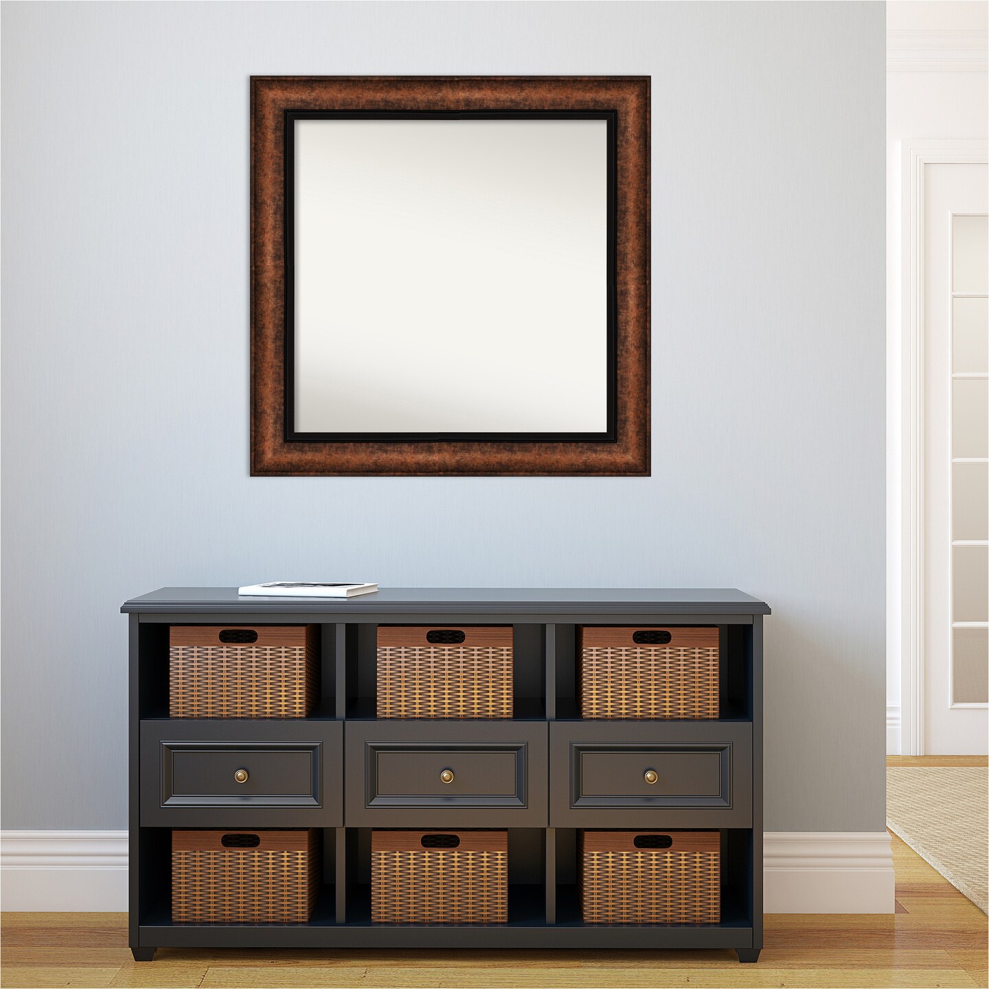 Amanti Art Non-Beveled Wall Mirror, Vogue Black Frame