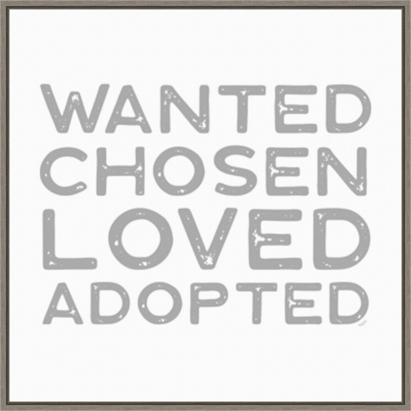 Adoption Sentiments IV Wanted by Tara Reed 22-in. W x 22-in. H. Canvas Wall Art Print Framed in Grey