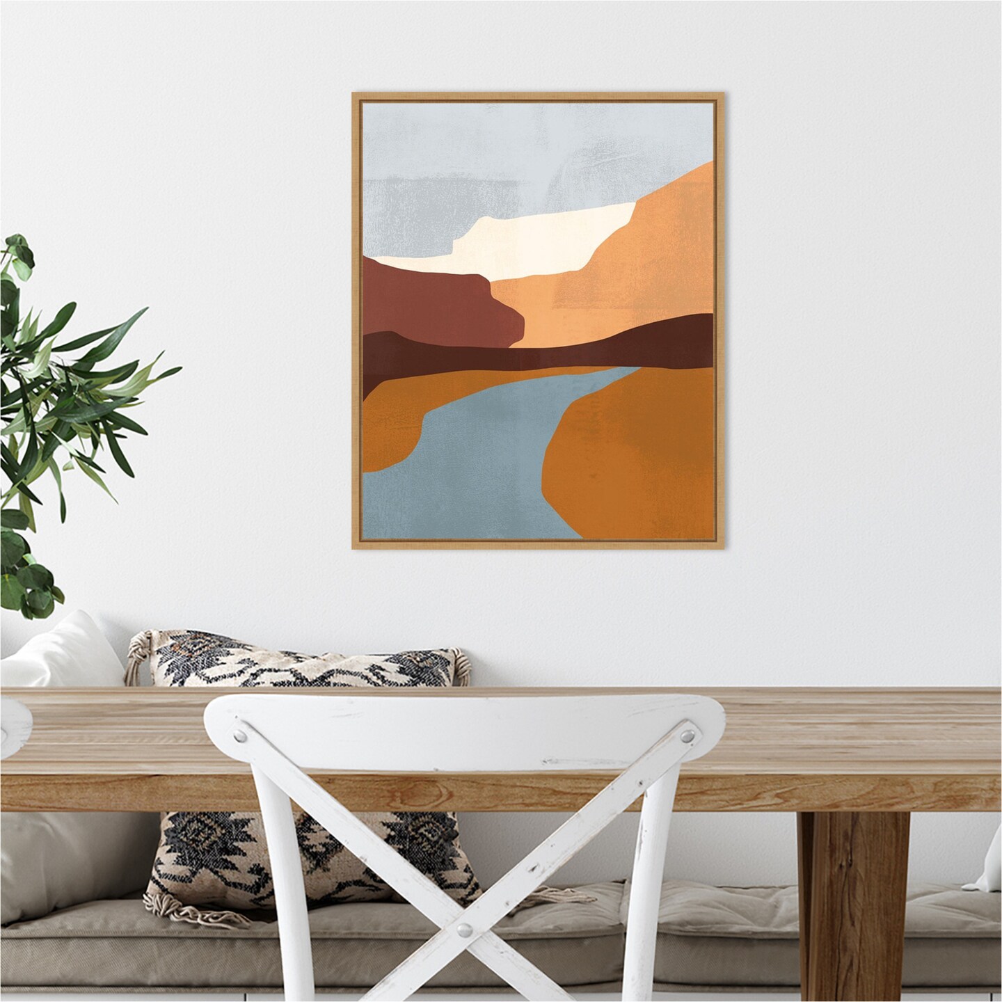 Sedona Colorblock IV by Victoria Borges 16-in. W x 20-in. H. Canvas Wall Art Print Framed in Natural