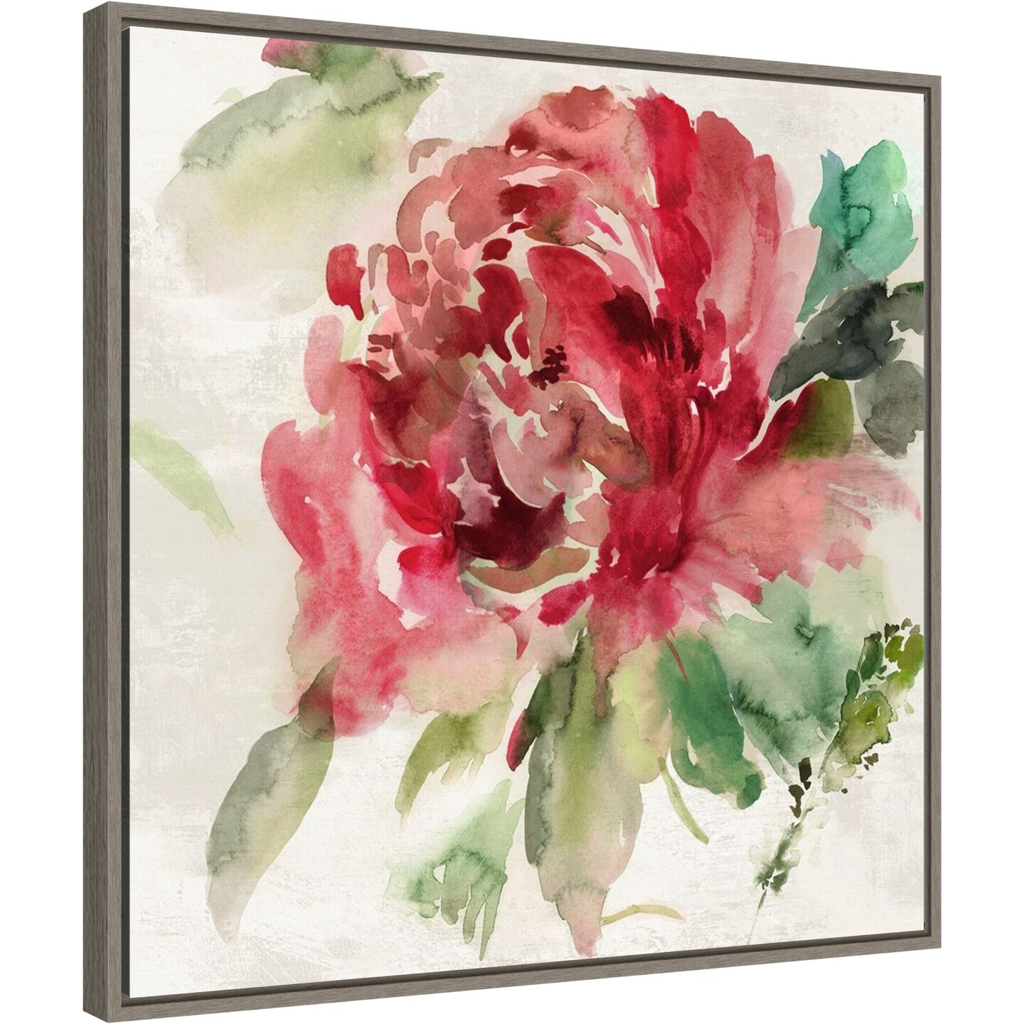 Fall Peony II by Asia Jensen 22-in. W x 22-in. H. Canvas Wall Art Print Framed in Grey