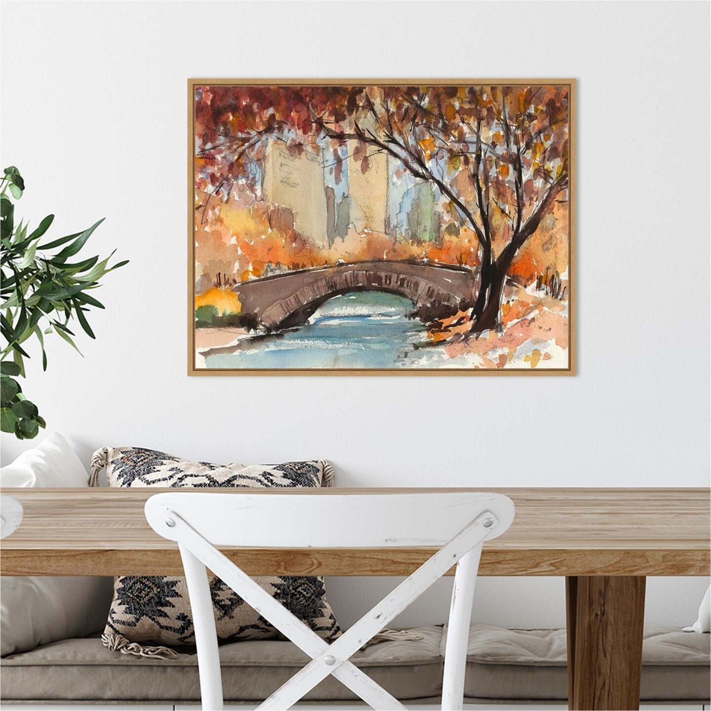 Autumn in New York - Study I by Samuel Dixon Canvas Wall Art Print Framed in Natural