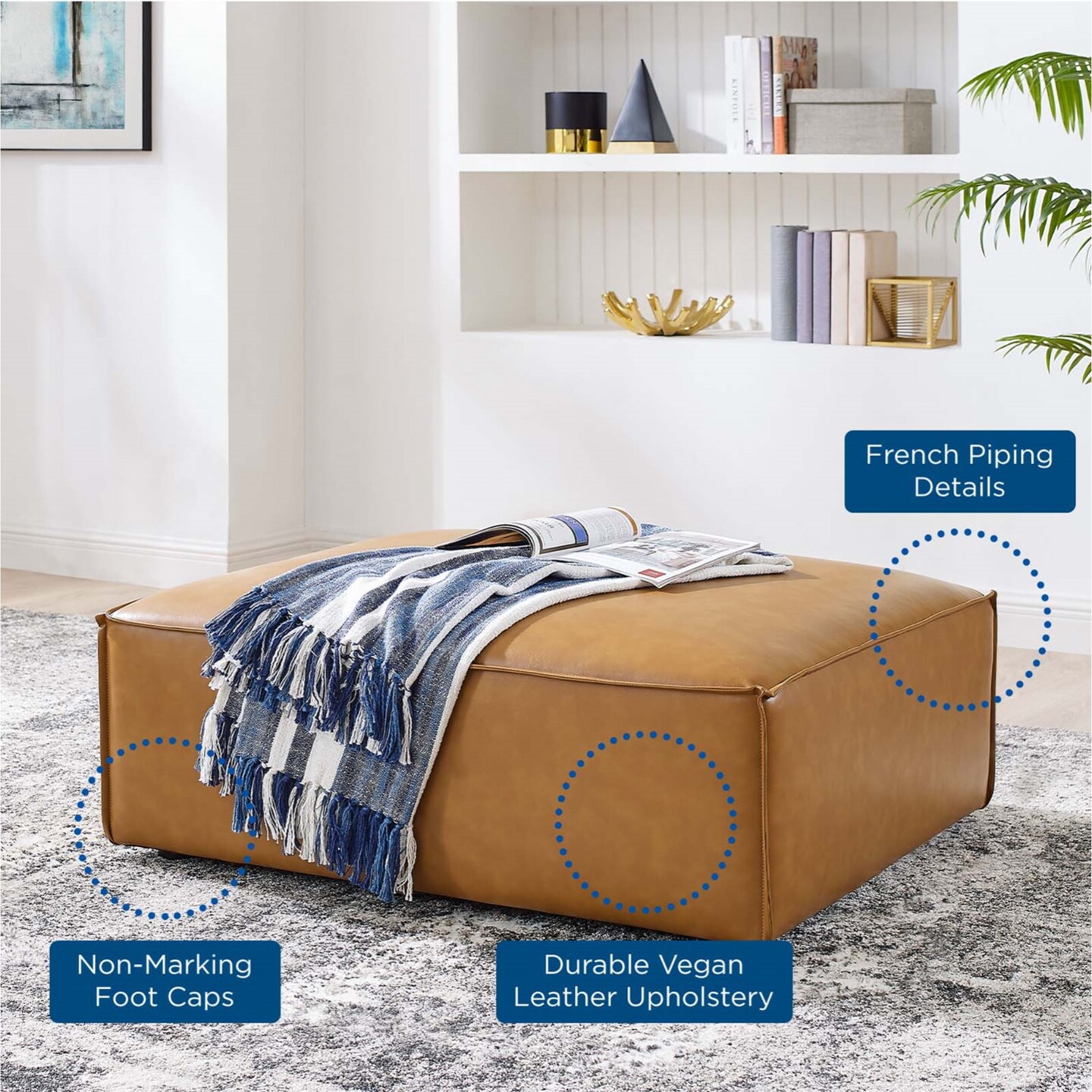 Restore Vegan Leather Ottoman Tan Ottomans Michaels