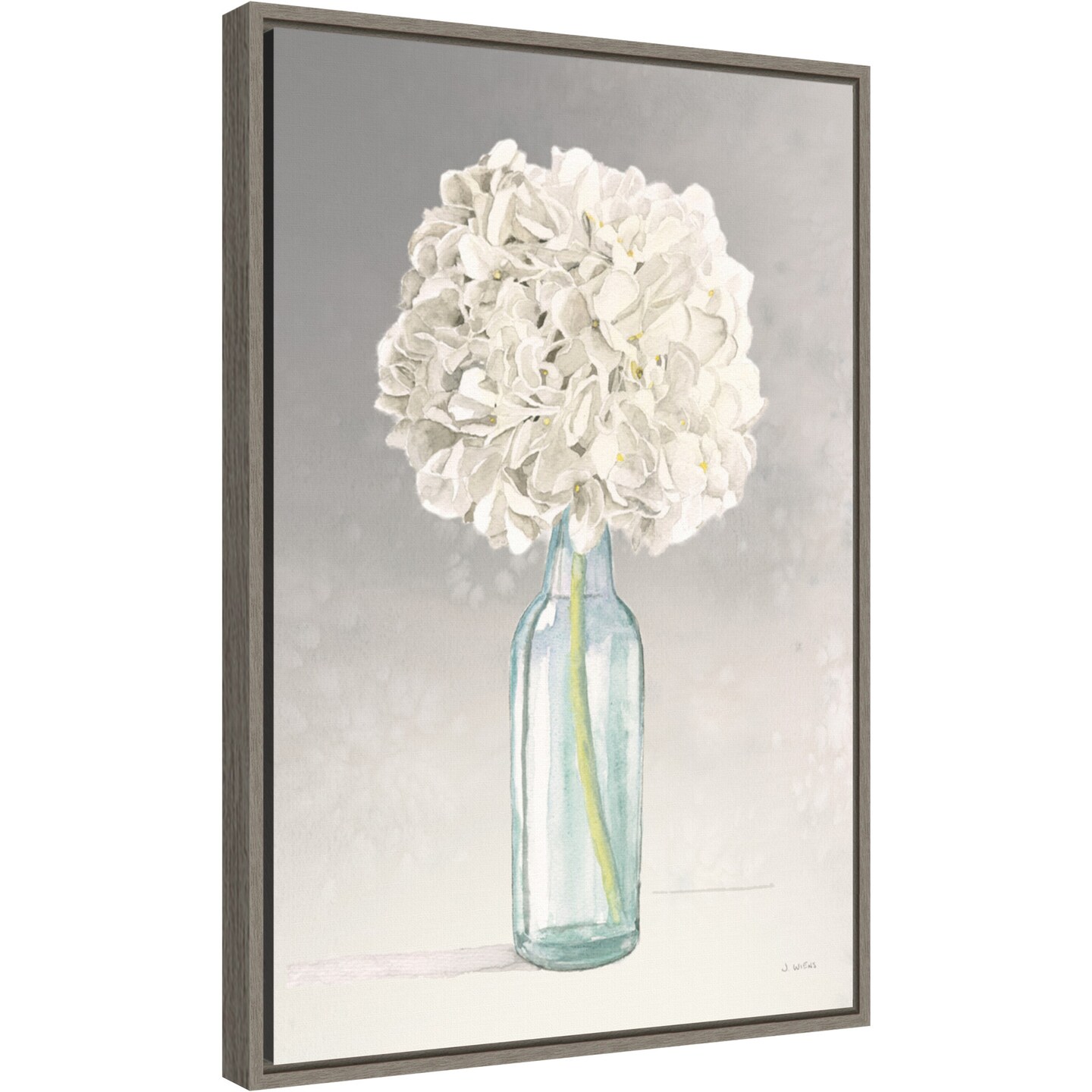 Tranquil Blossoms II (Hydrangea) by James Wiens 16-in. W x 23-in. H. Canvas Wall Art Print Framed in Grey
