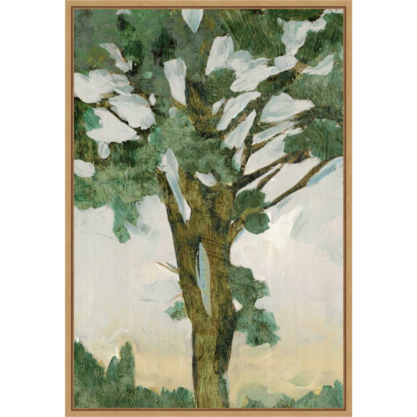 Green Tree Line I by PI Gallerie 16-in. W x 23-in. H. Canvas Wall Art Print Framed in Natural