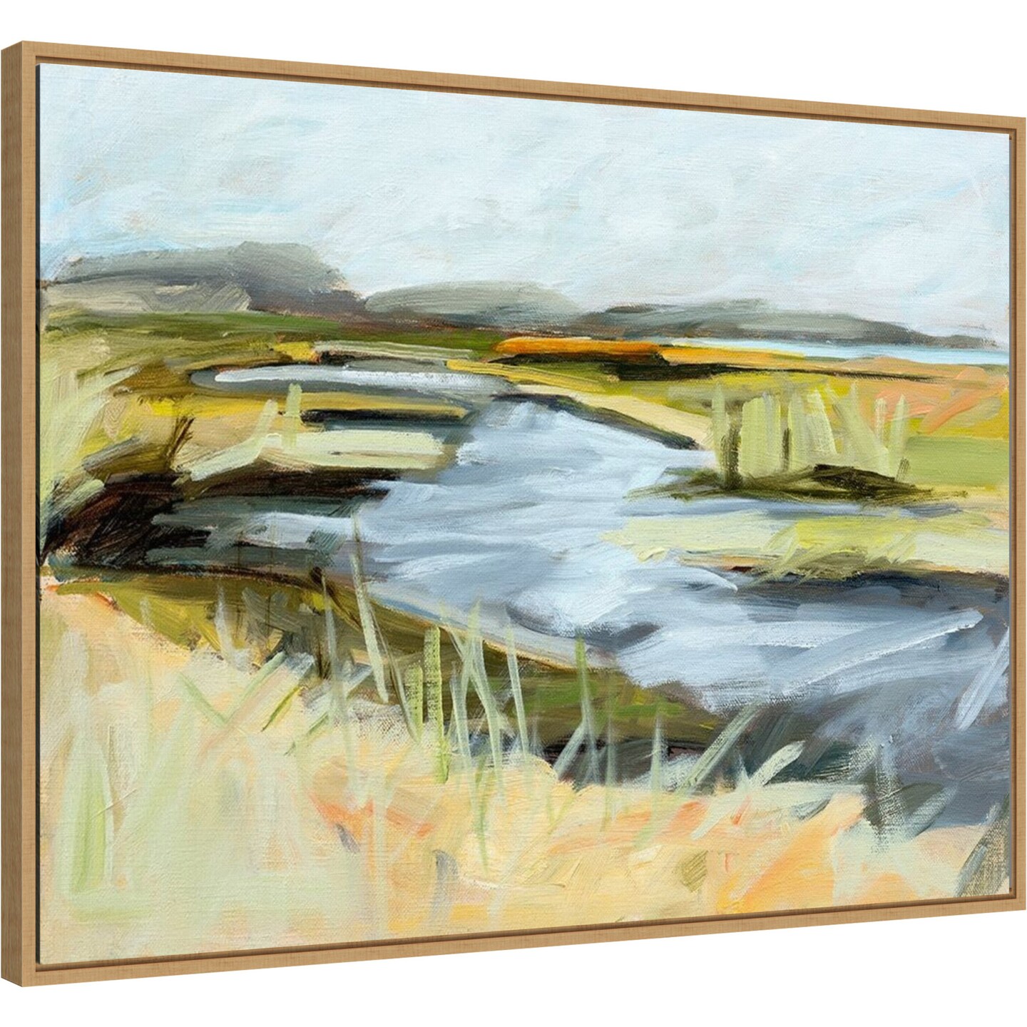 Big Indian Slough in July by Kris Ekstrand 30-in. W x 23-in. H. Canvas Wall Art Print Framed in Natural