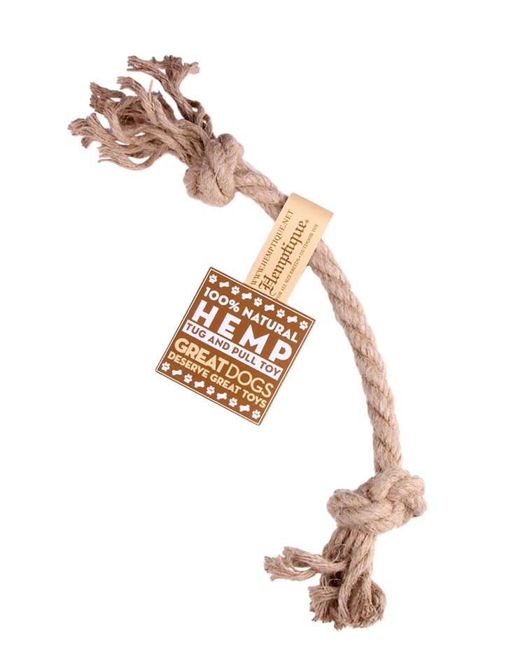 Hemptique Hemp Rope Tug &#x26; Pull Dog Pet Toy Eco Friendly Sustainable Naturally Grown Fiber Azo Dye Free