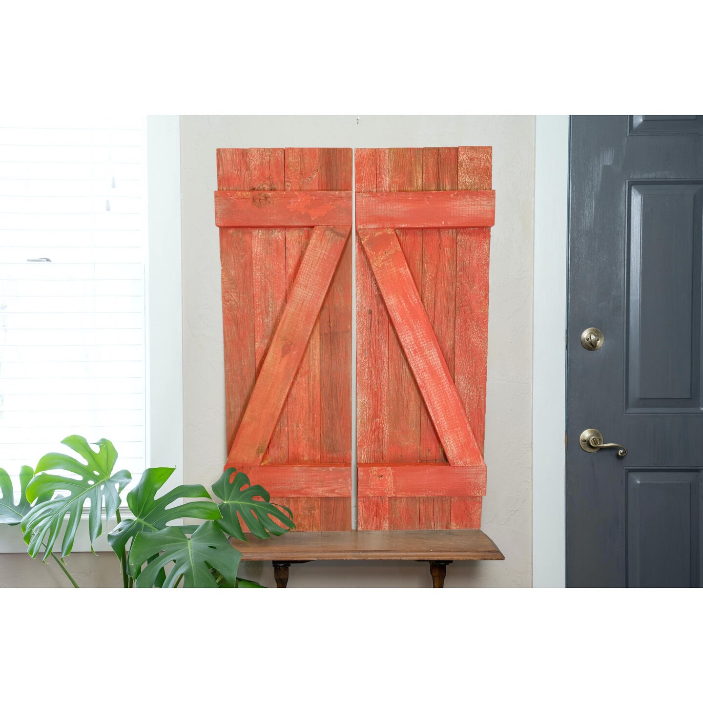 Rustic Farmhouse 36 in. x 12 in. Reclaimed Wood Decorative Shutters (Set of 2)