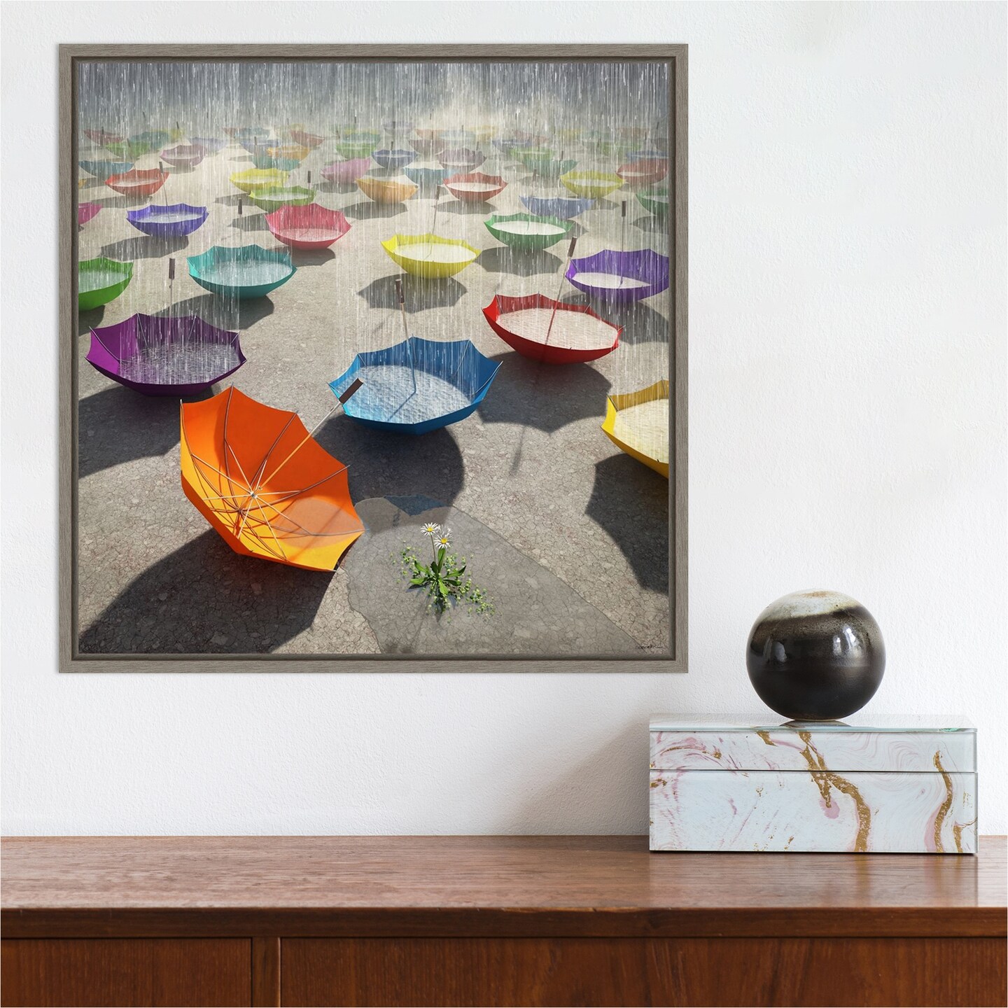 Downpour (Umbrella) by Cynthia Decker Canvas Wall Art Print Framed