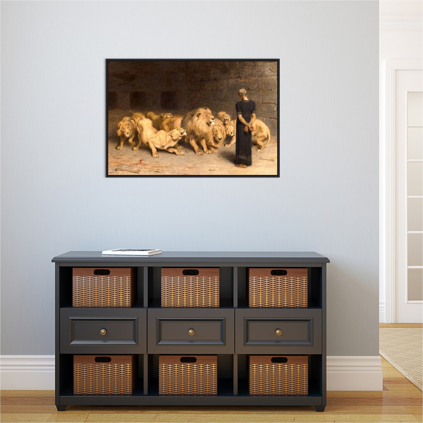 Daniel in the Lions Den 1872 by Briton Riviere Canvas Wall Art Print Framed