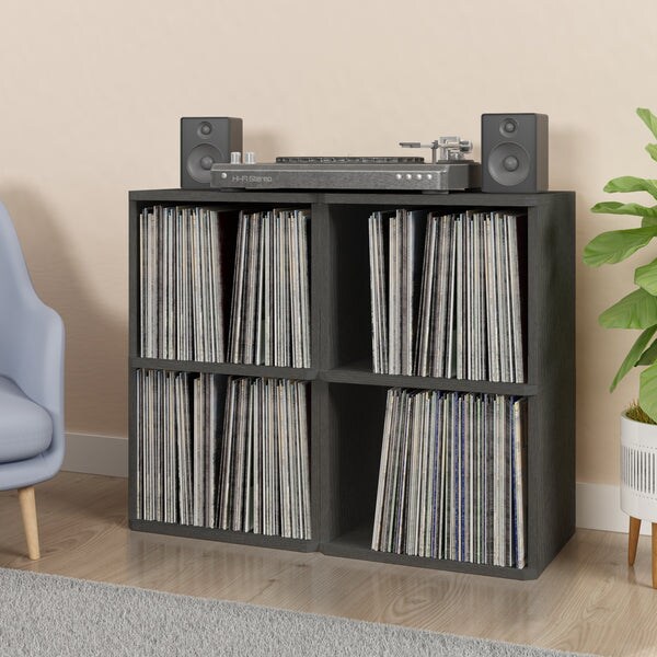 Marley 2-Shelf Vinyl Record Storage, Charcoal Black