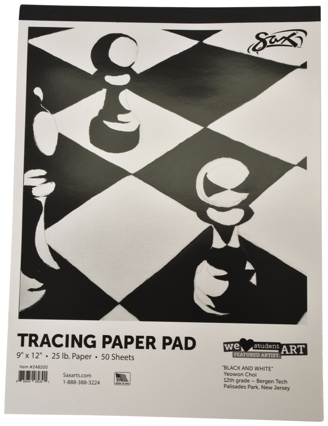 Sax Tracing Paper Pad, 25 lb, 9 X 12 in, 50 Sheets, White, Pack of 50