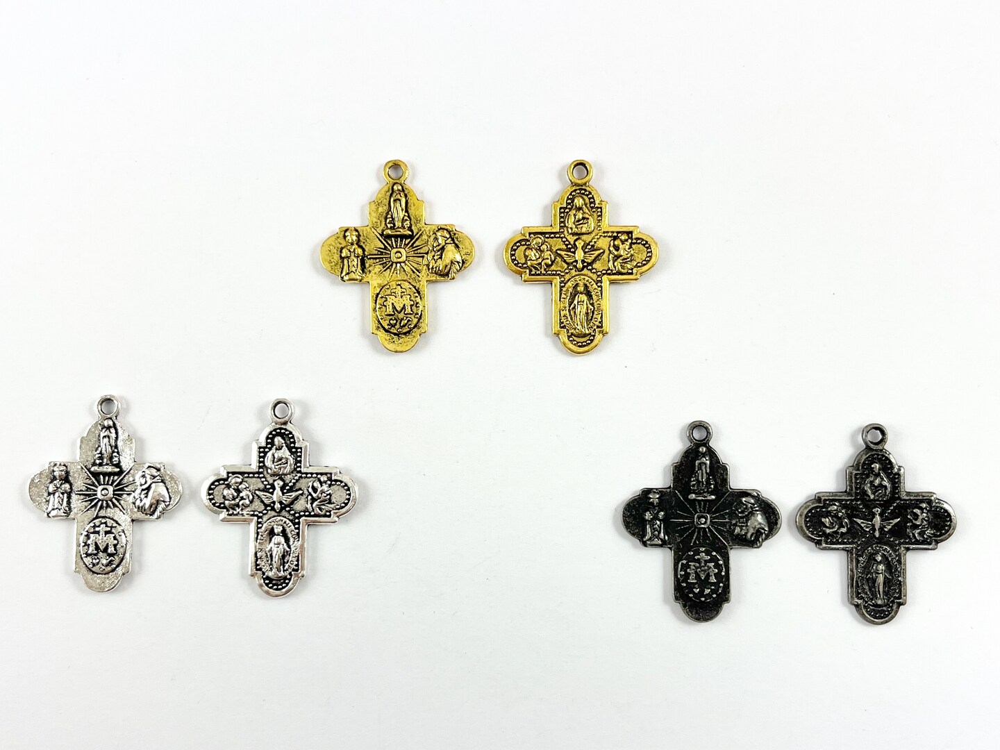23x30mm Pewter Religious Cross Pendants Bulk Order in Antique Gold, Silver, Gunmetal, Brass and Patina 4pcs